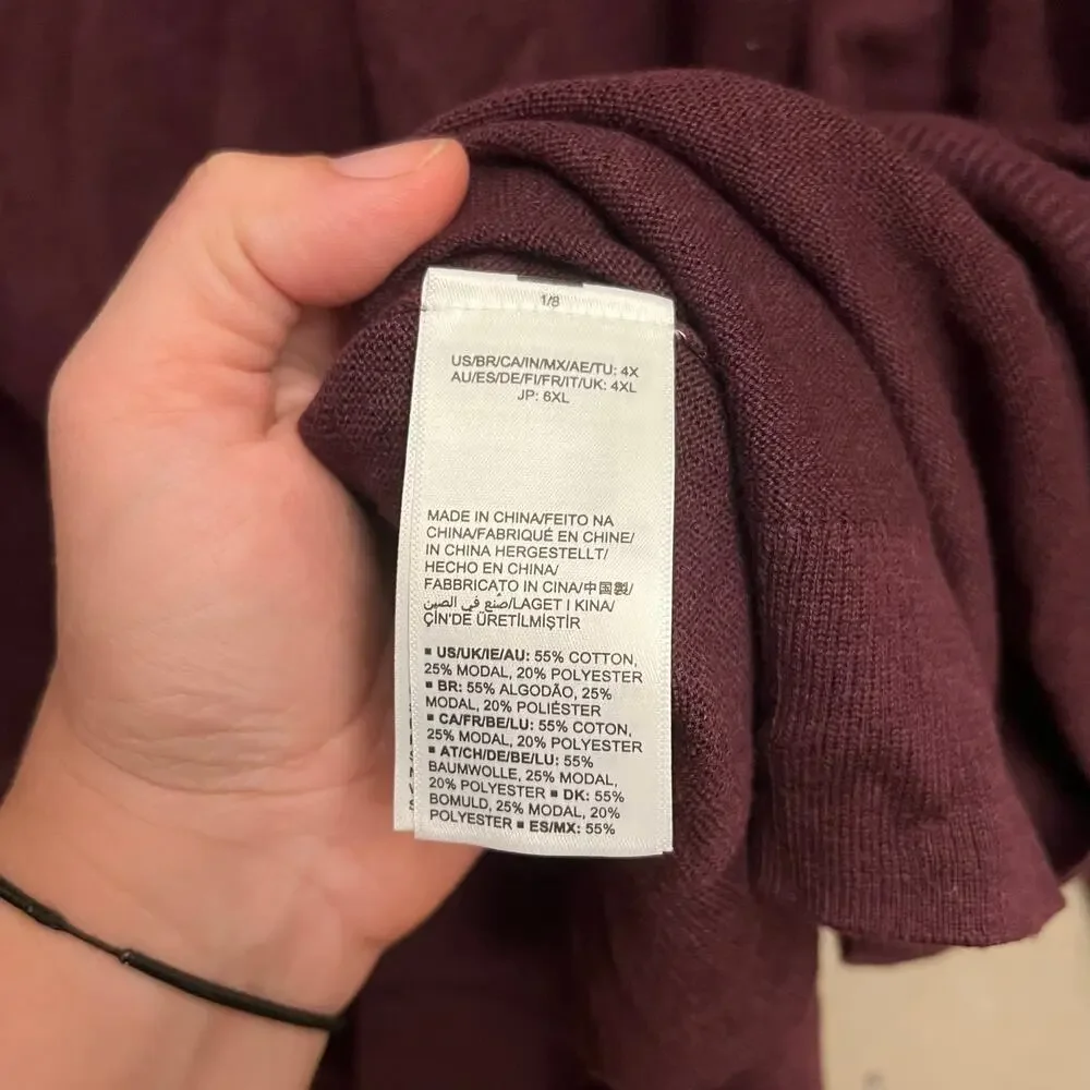 Amazon Essentials Plus Size 4X V-Neck Sweater Burgundy